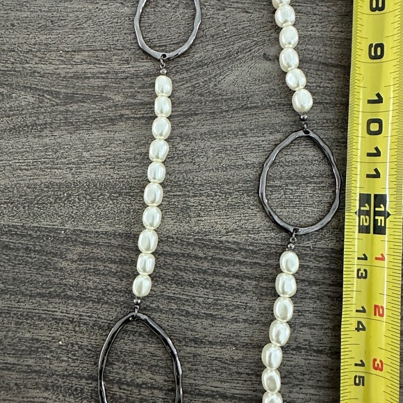 Chico's Pearl Necklace with Silver Chain - Picture 2 of 4